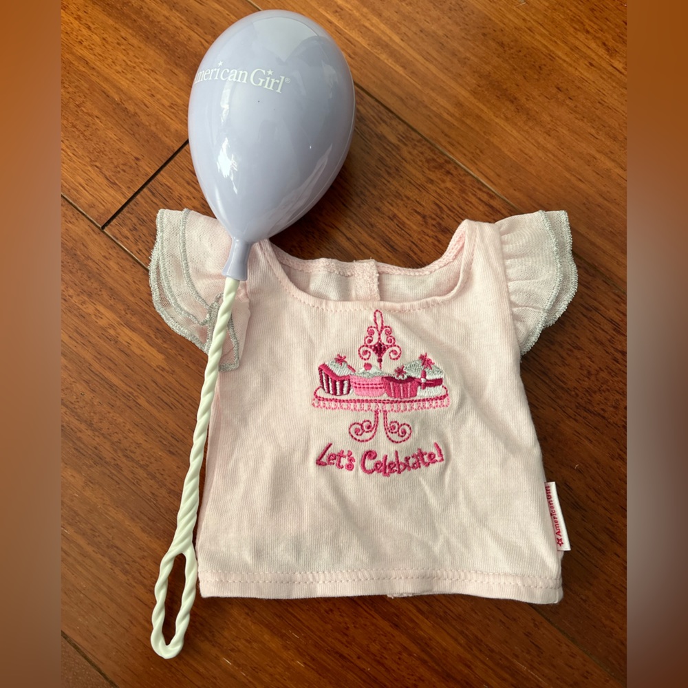American Girl Doll Happy Birthday Let’s Celebrate T-shirt and Balloon